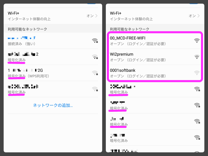 フリーwi-fiと暗号化されたwi-fi通信