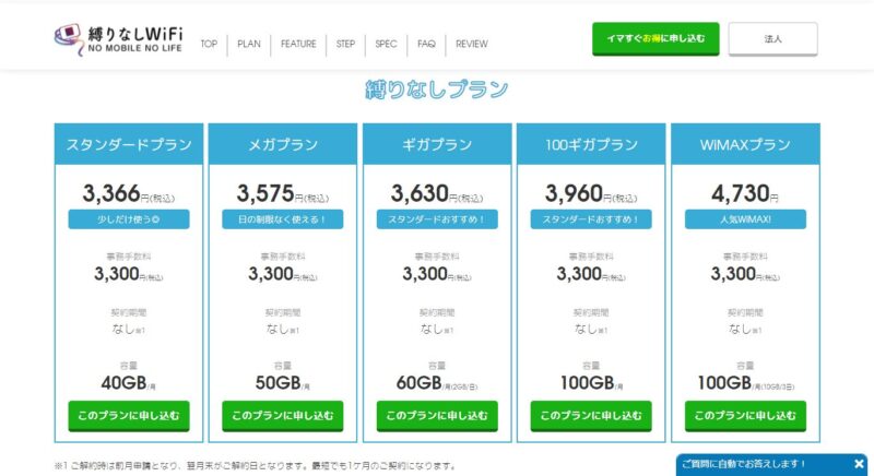 縛りなし WiFi' - shibarinashi-wifi縛りなし