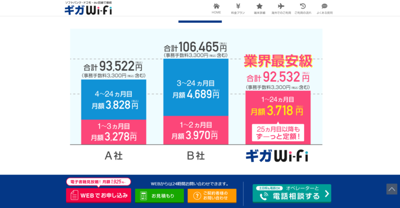 比較 料金プラン - 【公式】ギガWi-Fi 容量無制限級ポケットWiFi - cloud-wi-fi.jp